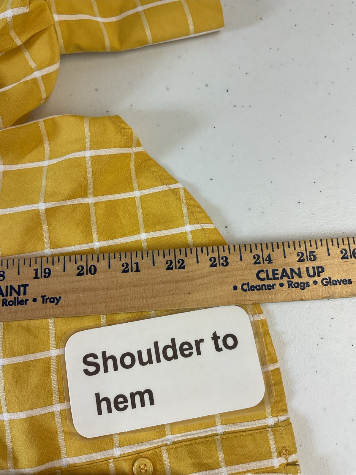 The Shirt Rochelle Behrens Mustard Plaid Button Down size SM Balloon Sleeve