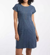 WEIRD FISH NAVY BLUE ALL OVER PRINT TALLAHASSEE JERSEY DRESS SIZE 20 (REF 459)