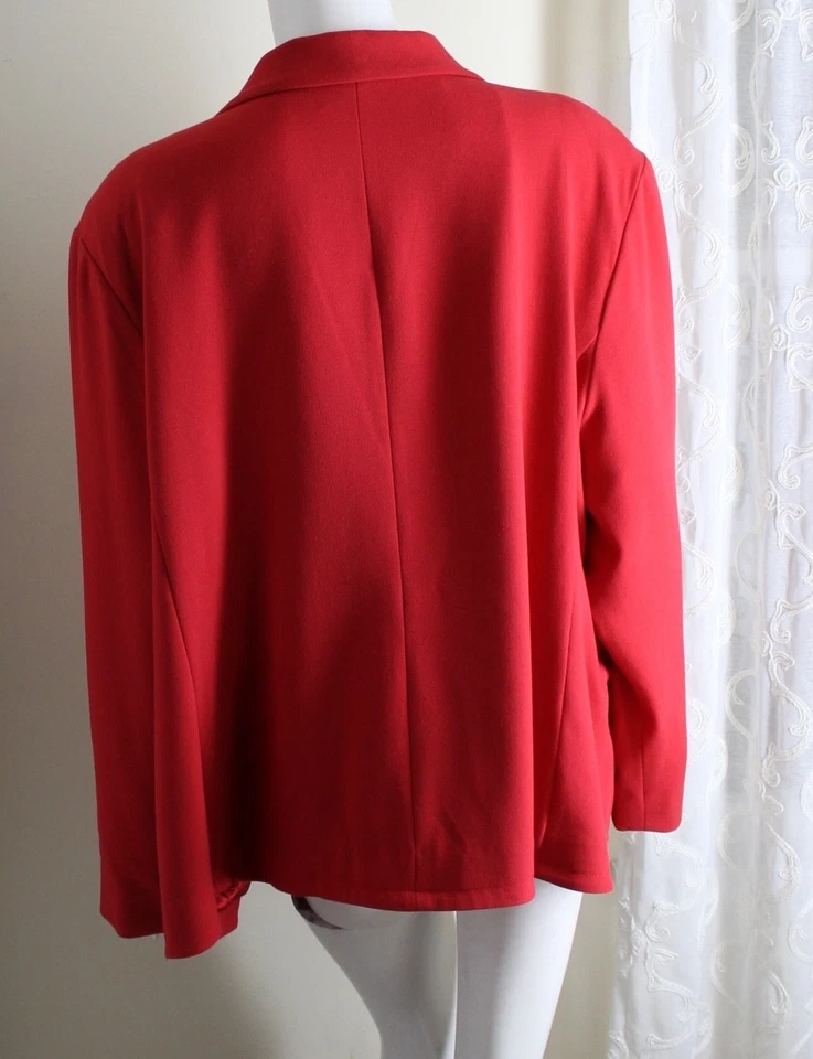 Linea Louis Dell'Olio Talla 3X Preciosa Chaqueta Blazer Rojo Dorado Tejido Crepé Foto 3 de 4