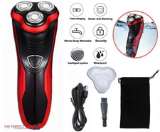 Men's Razor Rotary Waterproof Electric Shaver Pop-Up Trimmer Wet Dry Cordless