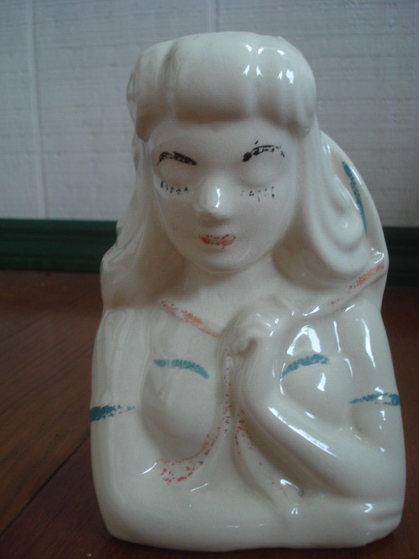 vintage lady head vase headvase 8 INCHES
