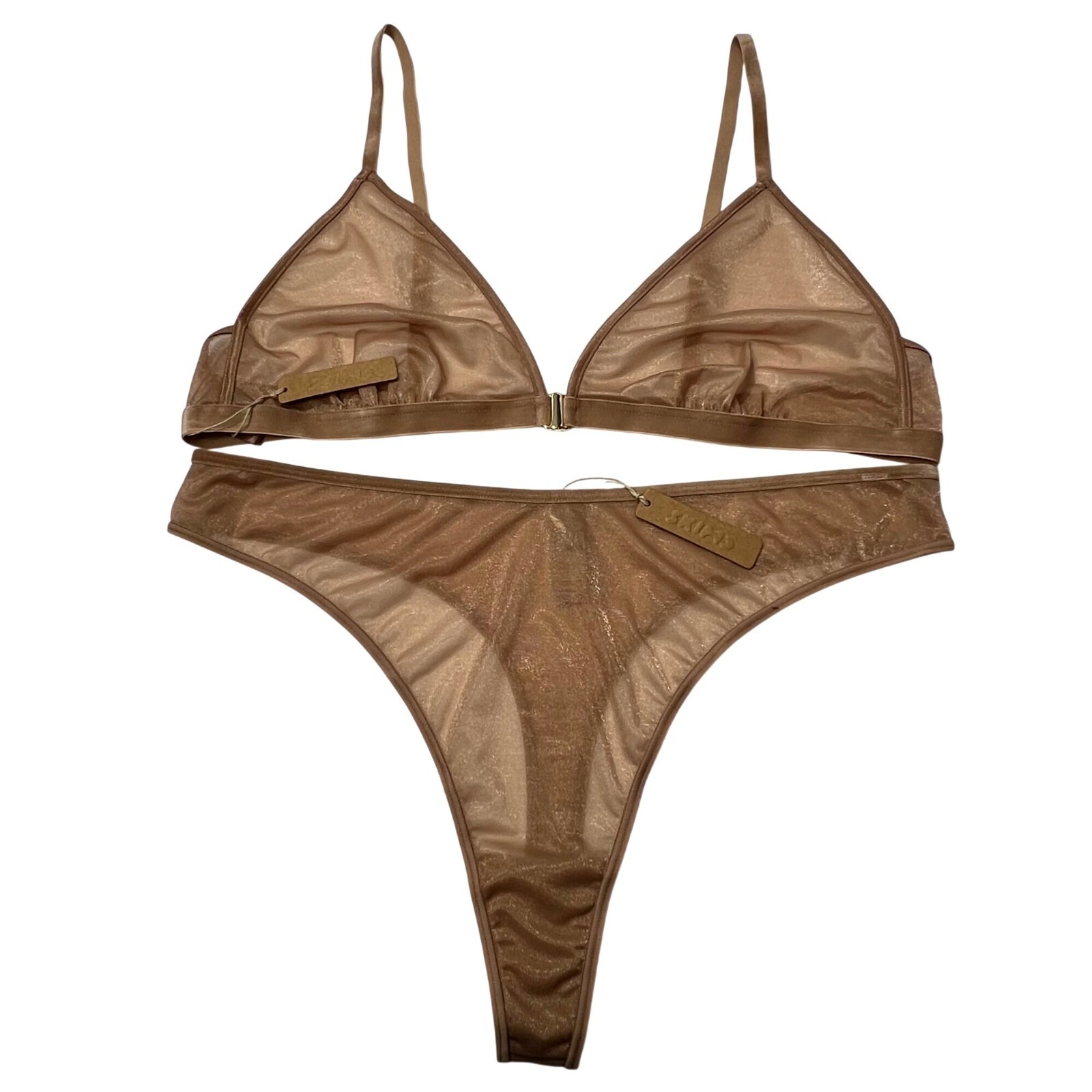 SKIMS Glissenette Triangle Bralette + Dipped Thong Sienna 3X-image