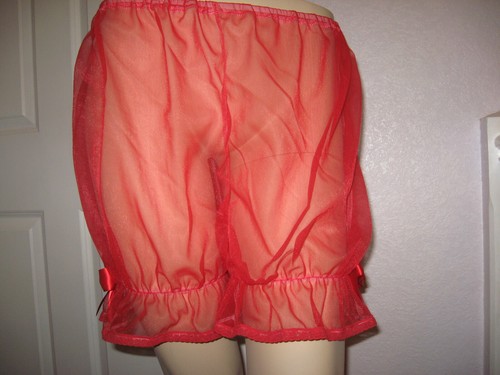 black Nylon Pantaloons Knickers Sheer Sissy lace Adult bloomers Pants feminine - Picture 5 of 12