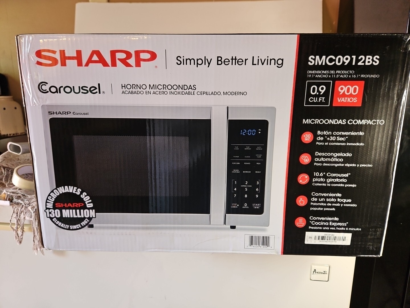SHARP Digital Countertop Microwave Stainless Steel 900 Watt 0.9 cu ft SMC0912BS eBay