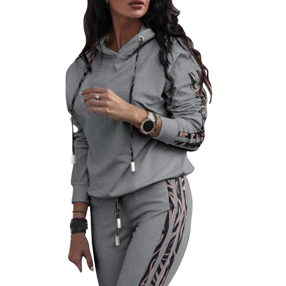 Conjunto de 2 piezas de chándal de manga larga para mujer ropa deportiva top + pantalones traje para correr Foto 2 de 4