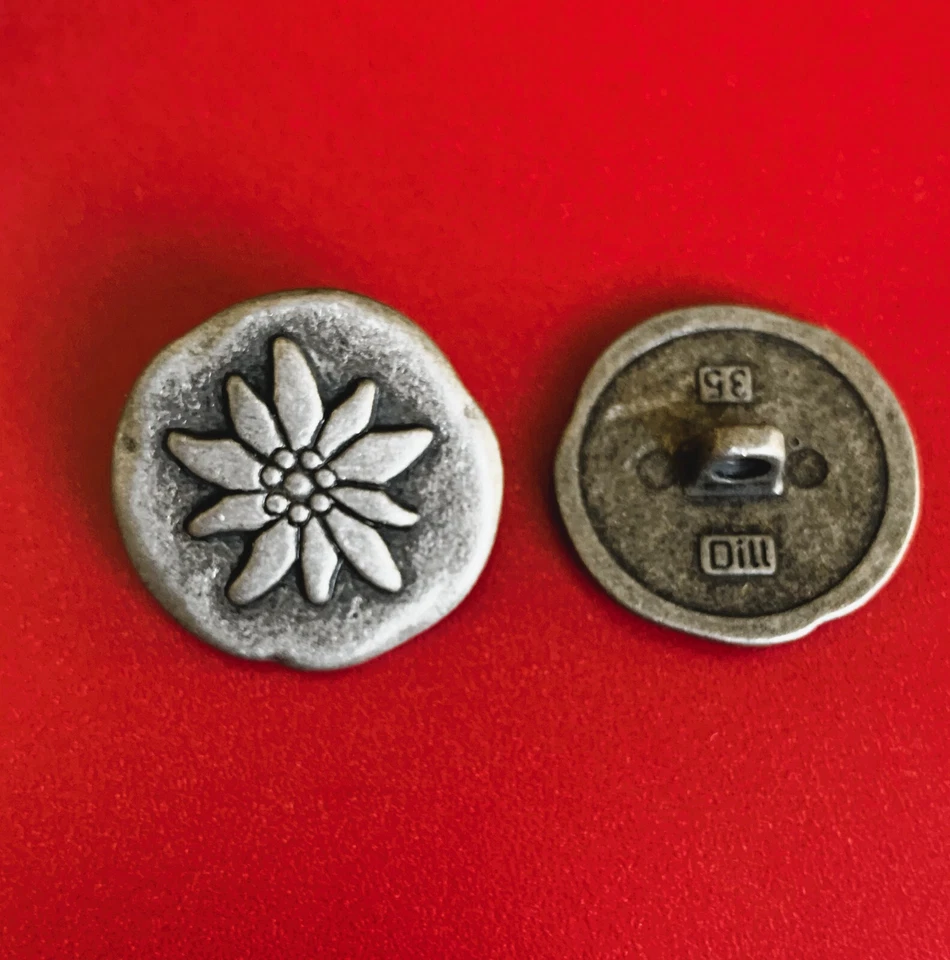 Auswahl verschiedener Trachten Knöpfe Edelweiß, Hirschhorn-Optik, Metall - Bild 2 von 4