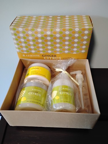 Arbonne Ginger Citrus Luxury Gift Set 3 pc New In Box See Description