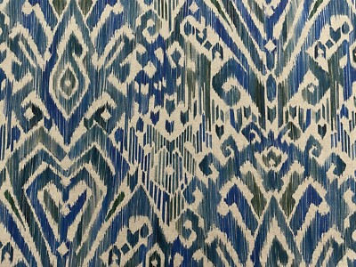 Tessuto Ikat Persiano Per Tende - Lino E Cotone - Grigio/Verde/Blu - Venduto Al Metro O Campione - Foto 4