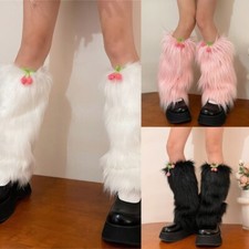 Y2K Furs Leg Warmer Winter Furry Long Boot Cuffs Fuzzy Shoes Cover Party Costume