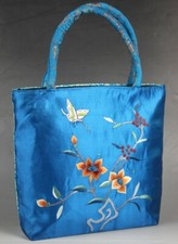 Chinese 100 Handmade Embroidery silk handbag:flower butterfly