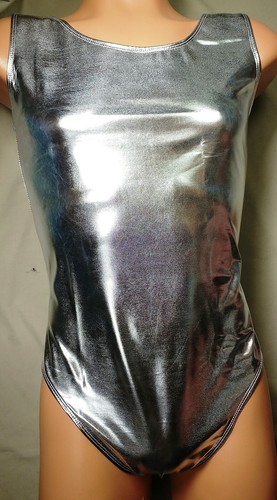 NWT Men Shiny Metallic Tank Thong Leotard White Black Blue or Silver L-XXL - Picture 11 of 12