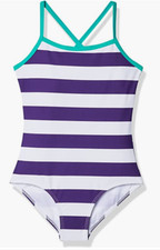 Kanu Surf Girls' Layla Beach Striped One Piece Swimsuit Size 14 00918