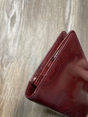 Vintage Cartier Happy Birthday Patent Leather International Long Wallet Burgundy - Picture 6 of 17