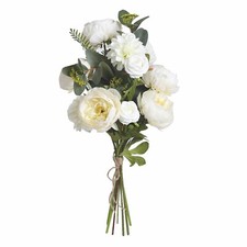 Artificial Hand Tied Floral Bouquet 60cm Tall White Mixed Flowers Bundle Bunch