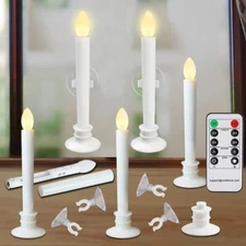 2/6/10/20 LED Window Candle Flameless Taper Candles w? Suction Cups+Remote Timer