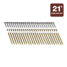 Strip Collated 21 Deg Framing Nails 3 1/4" Bright Coated Smooth Shank- 250 Count