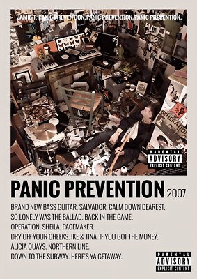 Jamie T Panic Prevention A4 Album Songlist Print Poster.
