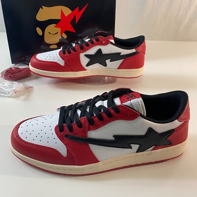Indigo Studios LA Chicago Lows Sz 13 Travis Scott Inspired BapeSta Red Black