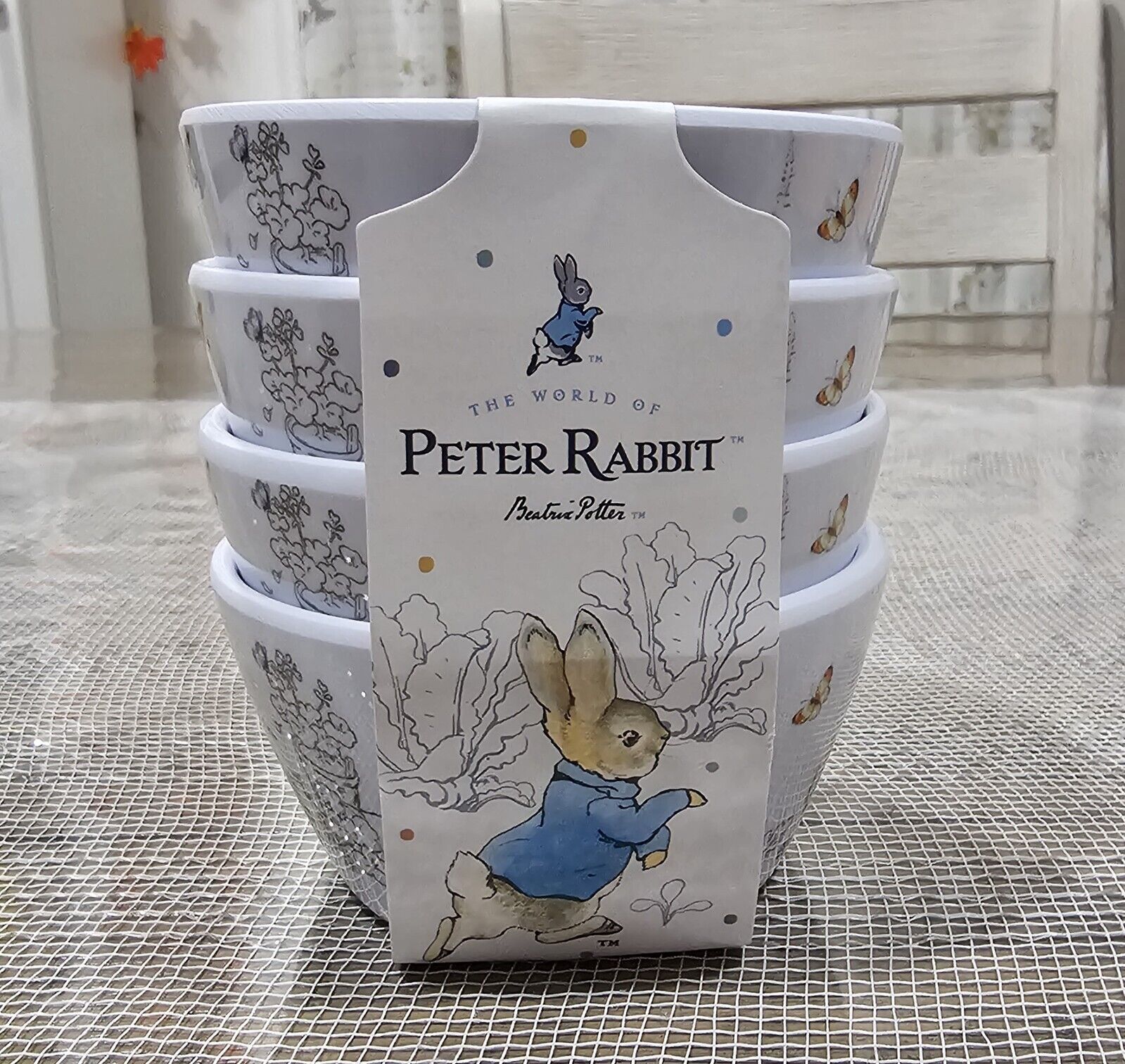 World of Beatrix Potter & Peter Rabbit Set of 4 Melamine tidbit Bowls Easter