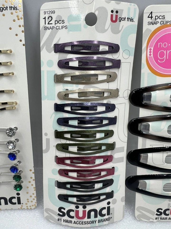 Accesorios para el cabello Scunci surtidos (LOTE de 4) 34 piezas clips a presión pasadores Foto 4 de 4