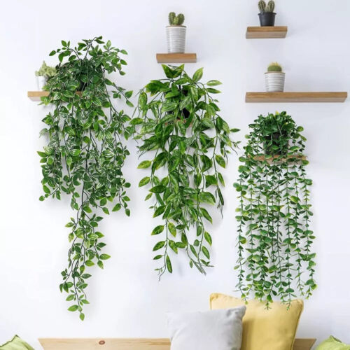 3/4X Artificial Hanging Plants Indoor Fake Trailing Plants Home Office Decor - Picture 3 of 17