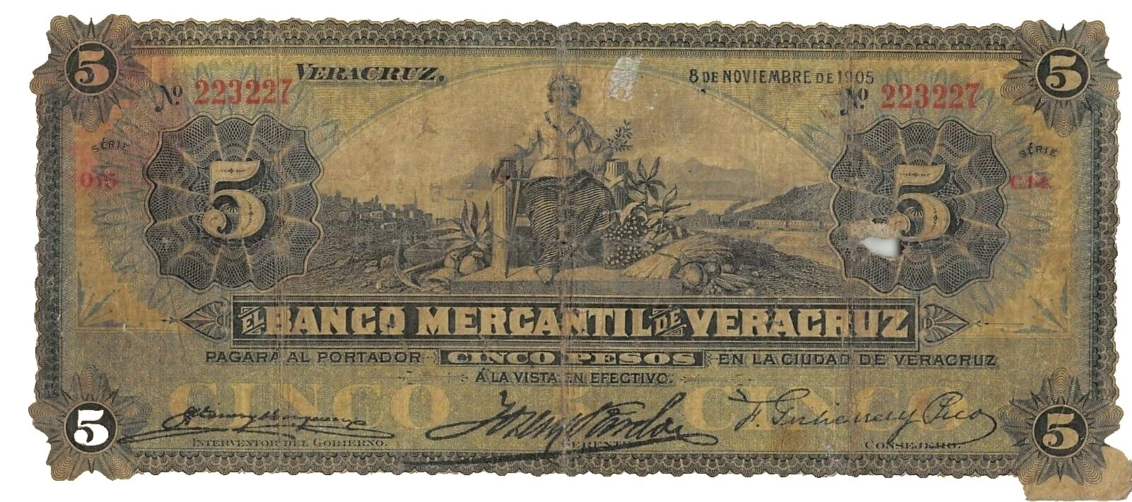 Billetes de mexicano de 1905 años