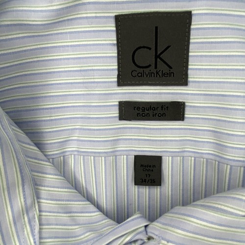Camisa de vestir calvin klein — 17-34/35 grande — para hombre azul a rayas calce regular - Imagen 5 de 7