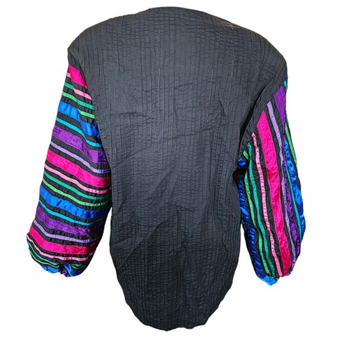 Vintage Tachi Castillo Ribbon Jacket Rainbow Colorful Statement sz Large XL 80s - Picture 5 of 11
