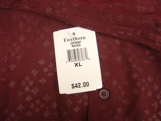 B  Men's FIRETHORN Raisin Color Patterned Long Sleeve Microfiber
