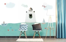 3D Cartoon Polar Bear ZHUA50767 Wallpaper Wall Murals Removable Self-adhesive