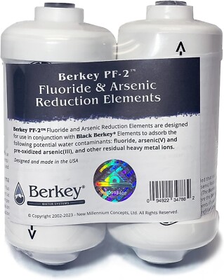 2 Berkey PF-2 flouride /arsenic Water Filters Purification Elements-Sealed Box 