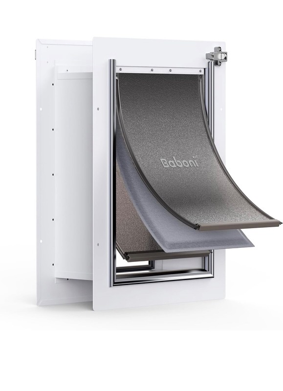 Read Baboni 3-Flap Pet Door for Wall,Steel Frame and Telescoping Tunnel, Medium