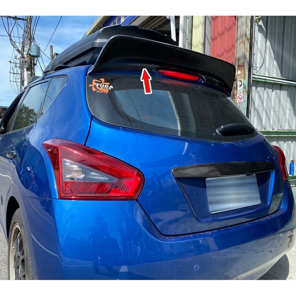 Unpainted FRP Fit Nissan TIIDA C11 Hatchback High Kicks Rear Trunk Spoiler 07-12 - Image 2 of 4