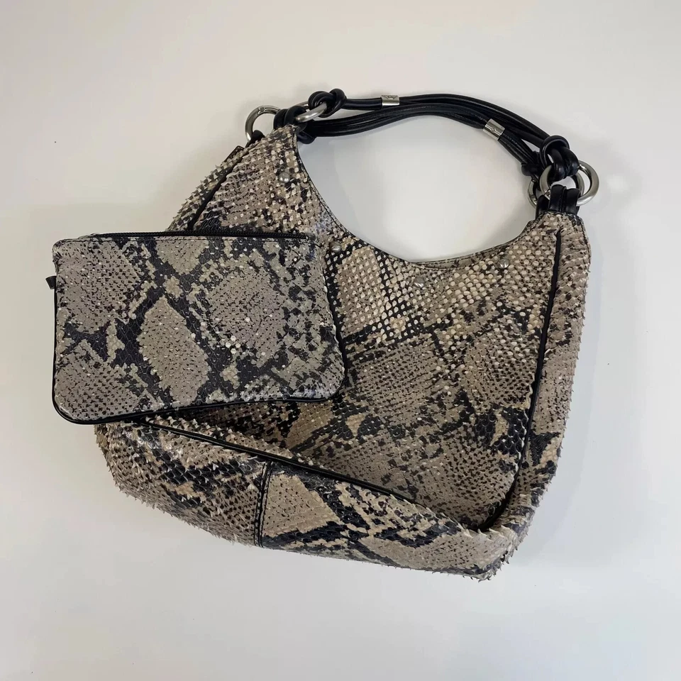 Emporio Armani Pitón Hobo Bolso de Mano Mujer L Piel de becerro Cuero Monedero Cartera Foto 2 de 4