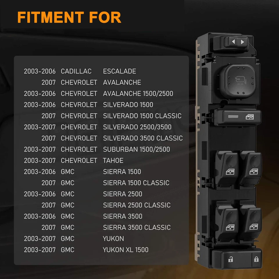 Interruptor de ventana eléctrica 15883320 conductor delantero lado izquierdo apto para Chevy Silverado Foto 2 de 4