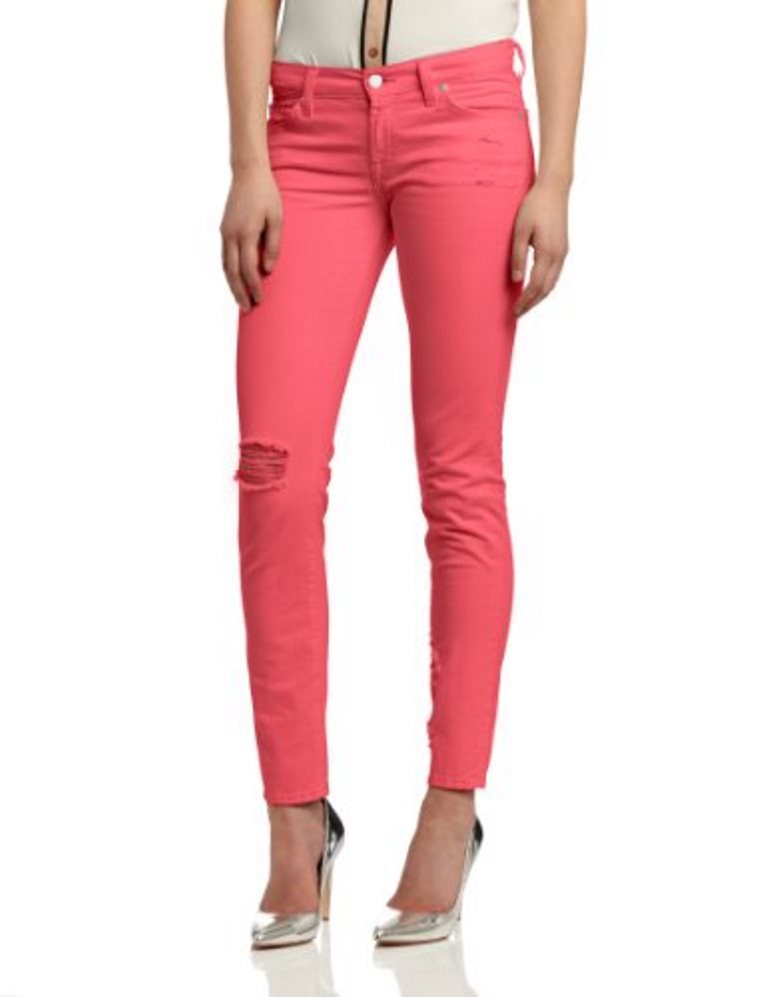 7 for all mankind the slim cigarette Denim Skinny Blue Distressed Jeans Size 27 these Low Cigarette denim jeans feature a classic five 7 For All Mankind Leopard