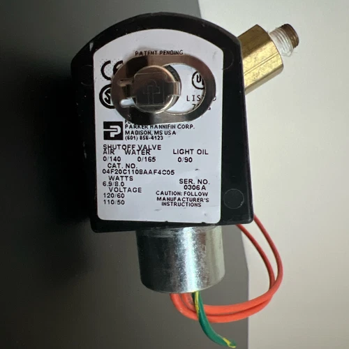 Parker 04F20C1108AAF4C05 Solenoid Valve, 1/4" NPT, 120/110V, 50/60Hz, 6.9/8W