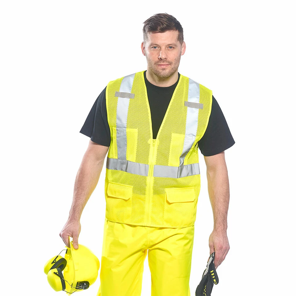 Portwest US370 Atlanta Hi Vis Mesh Safety Vest with Reflective Tape & 6 Pockets - Image 3 of 3