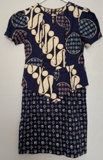 Women’s Indonesia Style Dress Puff Short Sleeve  Cotton Size S New