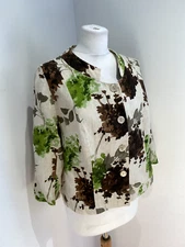 Alex & Co floral linen jacket 18 VGC woven boxy lagenlook beige smart casual