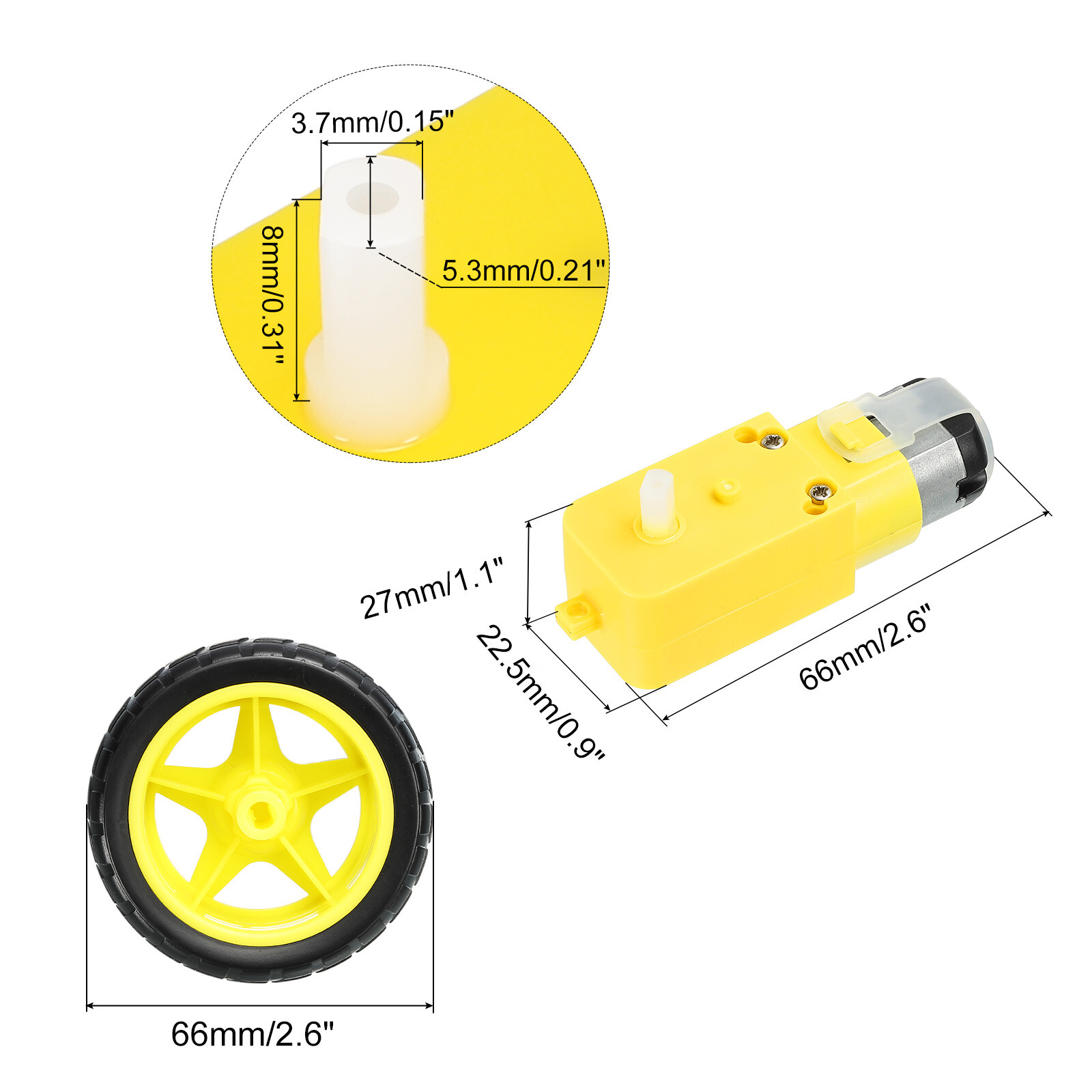 TT Gear Motor Wheel Kit Single Shaft I Shape 36V for Smart Car Robot