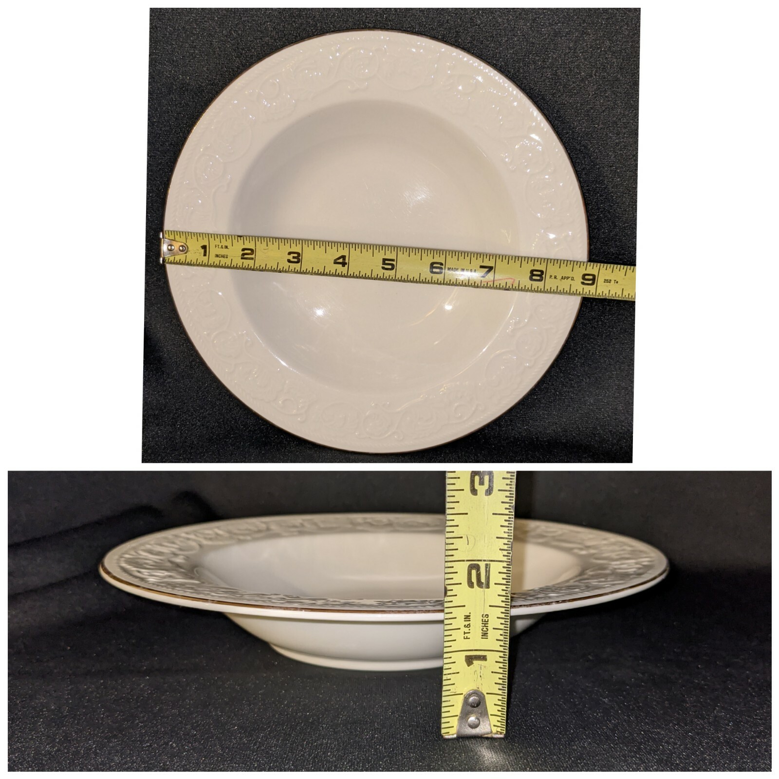 Set of 3 1998 Retroneu Calais Gold Rimmed Salad/Soup/Cereal Bowls