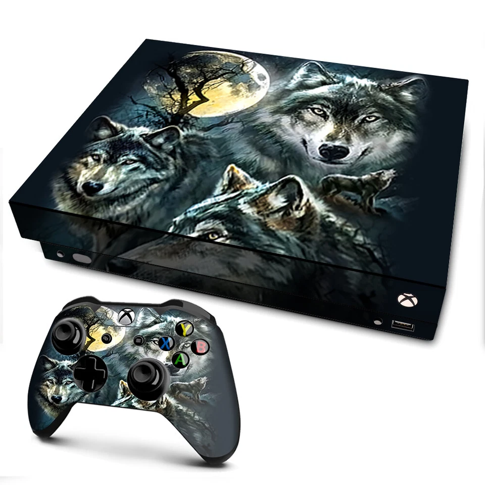 ITSASKIN Xbox One X Console Skins Decal Wrap ONLY 3 Wolves Moonlight