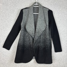 Soft Surroundings Gray  Black Ombre Knit Wool Blend Open Front Cardigan Sz S