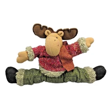 Christmas Plush Door Draft Stopper 18 Inch Holiday Winter Moose Poseable Arms