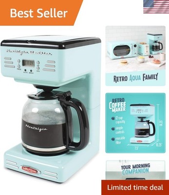 Retro 12-Cup Programmable Coffee Maker With LED Display, Automatic Shut-Off &...