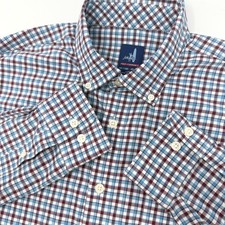 Johnnie-O Prep-Formance Mens Large Blue Red Check Plaid Button Down Shirt L/S