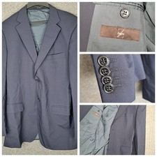 Ermenegildo Zegna Men's Blazer Sport Coat Natural Comfort 44L Wool Navy Blue