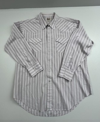 Vintage Ely Cattleman Shirt Mens 2XL Western Pearl Snap Button Long Sleeve