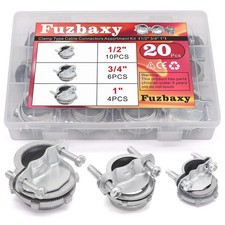 20PCS 1/2" 3/4" 1  Clamp Type Cable Connectors Assortment Kit-Silver-Zinc